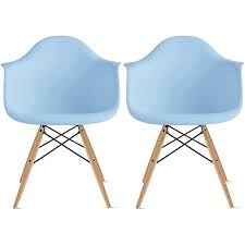 Shop modern dining chairs from herman miller. 2xhome Set Of 2 Blue Desk Chairs Mid Century Modern Plastic Dining Chair Molded Arms Armchairs