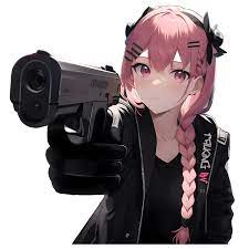 Anime girl holding gun