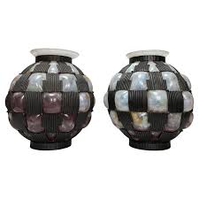 Daum Nancy Pair of Art Deco Vases