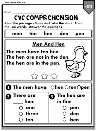 Phonics Activities And Worksheets For Kindergarten Cvc Reading Comprehension Video First Grade Reading Comprehension Phonics Worksheets Phonics Reading