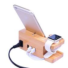 Aicase Bois De Bambou Usb Station De Recharge Support De Bureau Chargeur 3 Ports Usb 3 0 Hub Pour Iphone 7 7plus 6s Station De Recharge Iphone Porte Telephone