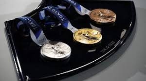 Tokyo 2020 olympic medals gold silver bronze with ribbons 1:1 full size replica. Tokyo Unveils Olympic Podium Medal Tray And Music With 50 Days To Go Euronews