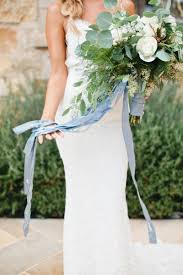 This Bride Was Surprised With The Sweetest Something Blue Idea Wedding Bouquet Ribbon Ribbon Bouquet Something Blue Wedding