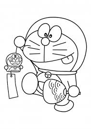 This coloring page features a picture of happy doraemon to color. Doraemon With Souvenirs Coloring Pages Doraemon Coloring Pages Colorings Cc