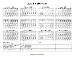 To download planner templates with other country holidays like uk, canada, india or south africa, then visit the respective country template page. Printable Yearly Calendar 2022 Free Calendar Template Com