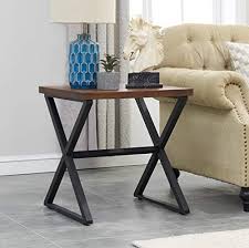 O K Furniture Farmhouse Accent End Side Table Industrial Nightstand With X Shaped Metal Frame For Bedroom And Living Farmhouse Goals