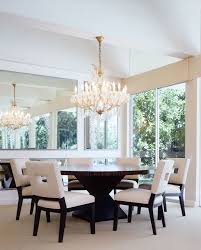Oval Dining Table Pedestal Base Contemporary Dining Room And Beige Carpet Beige Dining Chairs Chandelier Gold High Ceiling Large Mirror Round Dining Table Slidi Carpet Dining Room Oval Table Dining White