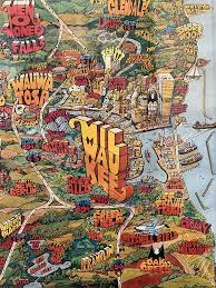 Let S Take A Close Look At This 70s Era Cartoon Map Of Milwaukee And Southeast Wisconsin Wisconsin Art Cartoon Map Milwaukee Art