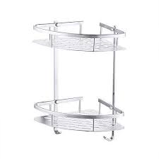 Coutudi Rustproof Aluminum Shower Caddy Bathroom Shelf Wall Mounted 2 Tier Corner Shelf Room Storage Basket Brushe Basket Shelves Shower Caddy Bathroom Shelves