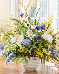 Magnolia Larkspur Daisysilk Flower Arrangement Spring Flower Arrangements Summer Flower Arrangements Church Flower Arrangements