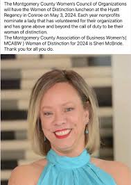 I'm so honored to have been chosen as the 2024 Woman of Distinction by  Montgomery County Association of Business Women.