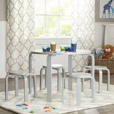 Viv Rae Anrey Kids 5 Piece Round Table And Stool Set Kids Table And Chairs Round Kids Table Table And Chair Sets