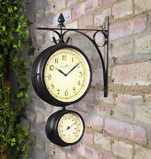 Doppelseitige Gartenuhr Mit Thermometer 25cm