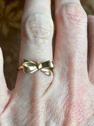 Saks fifth avenue 14k white gold white diamond across bow ring $1,384 $3,460. Charming Vintage Solid 14k Yellow Gold Bow Ring Size 5 Gold Bow Ring Bow Ring 14k Yellow Gold