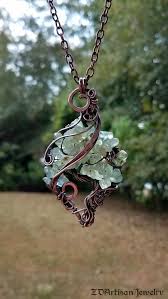 Elven Tree Of Life Talisman Pendant Necklace With Green Prehnite Crystals Wire Jewelry Wire Wrapped Jewelry Wire Work Jewelry