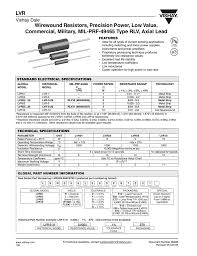 Lvr Wirewound Resistors Precision Power Low Value