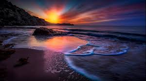 Support us by sharing the content, upvoting wallpapers on the page or sending your own background pictures. Magically Sunset Sky With Red Cloud Beach Sea Waves Hd Wallpapers For Mobile Phones And Laptops Wallpapers13 Com