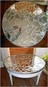 This coffee table has a beveled glass table top and an open shelf for display or storage. Cracked Glass Table Shefalitayal