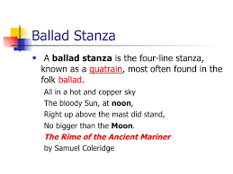 Housman's loveliest of trees, william carlos williams' this is just to say and richard lovelace's to lucasta, going to the wars conform to this structure. Ballad Stanza Liberal Dictionary