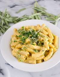 Pasta With Vegan Butternut Squash Sauce Baked In