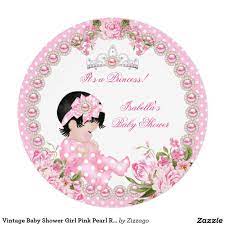 Vintage Baby Shower Girl Pink Pearl Rose 3a Invitation Zazzle Com Baby Shower Vintage Girl Baby Shower Party Invitations Girl Shower