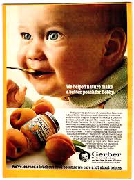 Print Ad 1980 Gerber We Helped Nature Make a Better Peach for Bobby Bright  Eyed