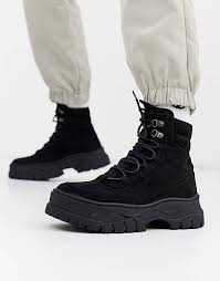 Maybe you would like to learn more about one of these? Asos Design Bottes A Lacets En Imitation Nubuck Avec Semelle Epaisse Noir Asos