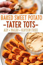 Baked Sweet Potato Tater Tots Aip Paleo Vegan Option Rally Pure Recipe Sweet Potato Tater Tots Sweet Potato Recipes Recipes