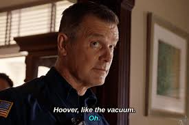 Hoover, like the vacuum [Image ID: six gifs from Animal Instincts GIF 1: At  the sorority Bobby asks a student, "You didn't think...