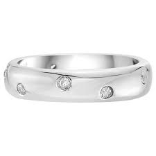Leo princess artisan diamond engagement ring 3/4 ct.76 si2/i 14k wg size 5.75. 14 Karat White Gold And Diamond Wedding Band Ring For Sale At 1stdibs
