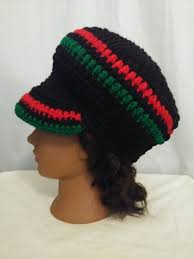 Pan African Loc Tam Dreadlock Hat Slouchy Beanie Dreads Crown Crochet Hat With Brim Bill Visor Mens Wo Crochet Hat With Brim Crochet Hats Slouchy Beanie