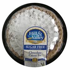 Toasted coconut flakes provide an attractive and flavorful topping; Hill Valley Sugar Free Chocolate Cream Pie 25 Oz Fry S Food Stores