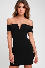 Cheers To This Black Off The Shoulder Bodycon Dress Red Bodycon Dress Black Dress Outfits Casual Dresses For Women