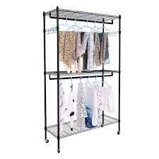 Closet organizers & garment racks. 2tier Rod Closet Organizer Garment Rack Clothes Storage Hanger Shelf Hooks Black Wire Closet Shelving Garment Racks Closet Organizers Garment Racks