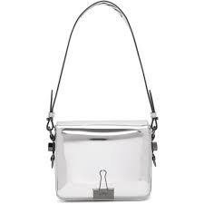Flap top with magnetic closure. Off White Silver Mirror Flap Bag Off White