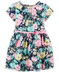 Carter S Short Sleeve Floral Print Dress Toddler Girls 2t 5t Reviews All Girls Dresses Kids Macy S Toddler Girl Dresses Toddler Designer Clothes Kids Dress