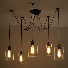 5 Light Swag Pendant Indoor Ceiling Fixture With Clear Glass Shade Takeluckhome Com