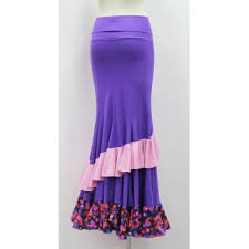 Tissu tricoté 90% polyester 10% spandex. Jupe Flamenco Violette A Volants A Pois Zapatos De Baile Flamenco
