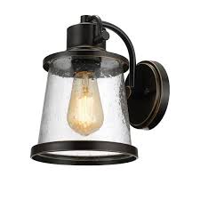 Globe Electric Charlie Collection 1 Light Oil Rubbed Bronze Led Outdoor Wall Sconce With Clear Seeded Glass Shade Led Bulb Included 44127 The Home Depot