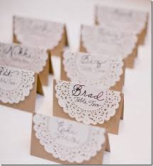 First, use your fingers to fold the card in half. Easy To Make Wedding Placement Cards Lace Place Cards Wedding Place Cards Doily Wedding