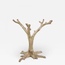 Align the edges flush, drill pilot holes and insert 3 1/2″ screws, so you can assemble the base parts. Faux Bois Bronze Tree Table Base