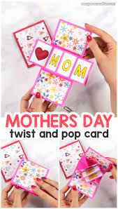 Use colored craft papers for the double heart pattern, flowers and leaves. Twist And Pop Mother S Day Card Easy Peasy And Fun