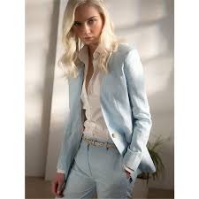 Light Sky Blue Womens Business Work Suits Female Office Uniform New Design Ladies Formal Trouser Su Formal Trousers Women Womens Suits Business Light Blue Suit