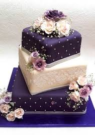 Purple And Cream Wedding Cake With Roses Amazingweddingcakes Cake Cream Purple Roses Cream Wedding Cakes Tiered Wedding Cake Wedding Cake Roses
