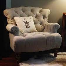 buttoned linen deep armchair comfy armchair big comfy chair vintage bedroom furniture