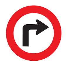 No right turn road sign. Mandatory Signs Traffic Signs Uruguay