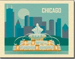 Chicago Illinois Buckingham Fountain Illustration Printed On Woven Textured Stock 100 Recycled Chicago Wall Art Chicago Artwork Chicago Print