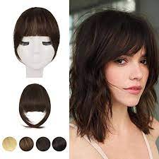 Amazon Com Clip In Bangs Barsdar 100 Human Hair Bangs Extensions French Bangs Neat Bangs With Temples Clip On Fringe Bangs Real Hair For Women Natural Color Washable Dyeable French Dark Brown Beauty