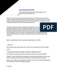 Basic sentences stucture secara umum. 5 Materi Grammar Yang Sering Diujikan Pada Tes Toefl Pdf