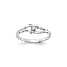 This stunning ring, one she is sure to treasure, seamlessly combines white and yellow gold and features diamond accents and a smaller heart nested within a larger one. Signature Collection From The Promise Ring Collection 14k White Gold Swirl Design Prong Set Solitaire Diamond Ring Emerald Lady Jewelry